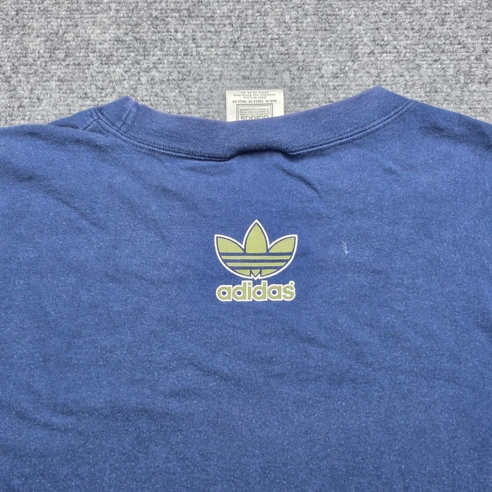 Vintage 90s Adidas Trefoil T-Shirt Mens XL Navy Blue Made In USA Double Sided